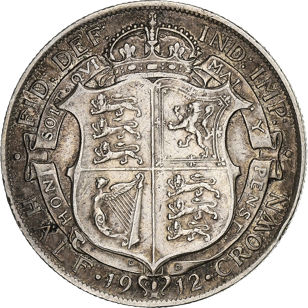 Gran Bretagna, George V, 1/2 Crown, 1912, Argento, BB+, KM:818.1