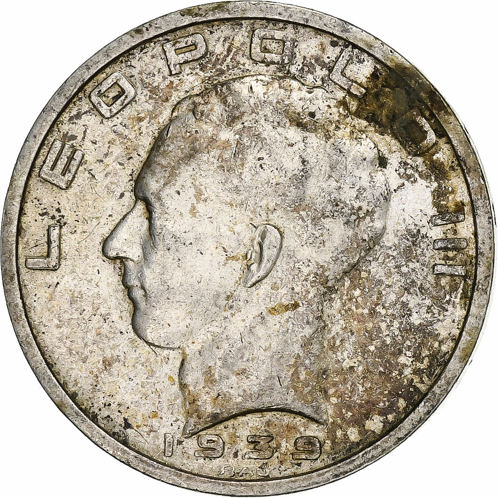 Belgium, 50 Francs, 50 Frank, 1939, Silver, EF(40-45), KM:122.1