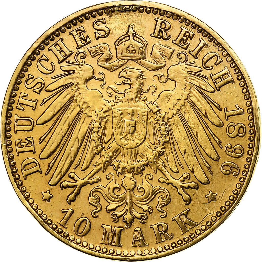 German States, BAVARIA, Otto, 10 Mark, 1896, Munich, Gold, EF(40-45), KM:911
