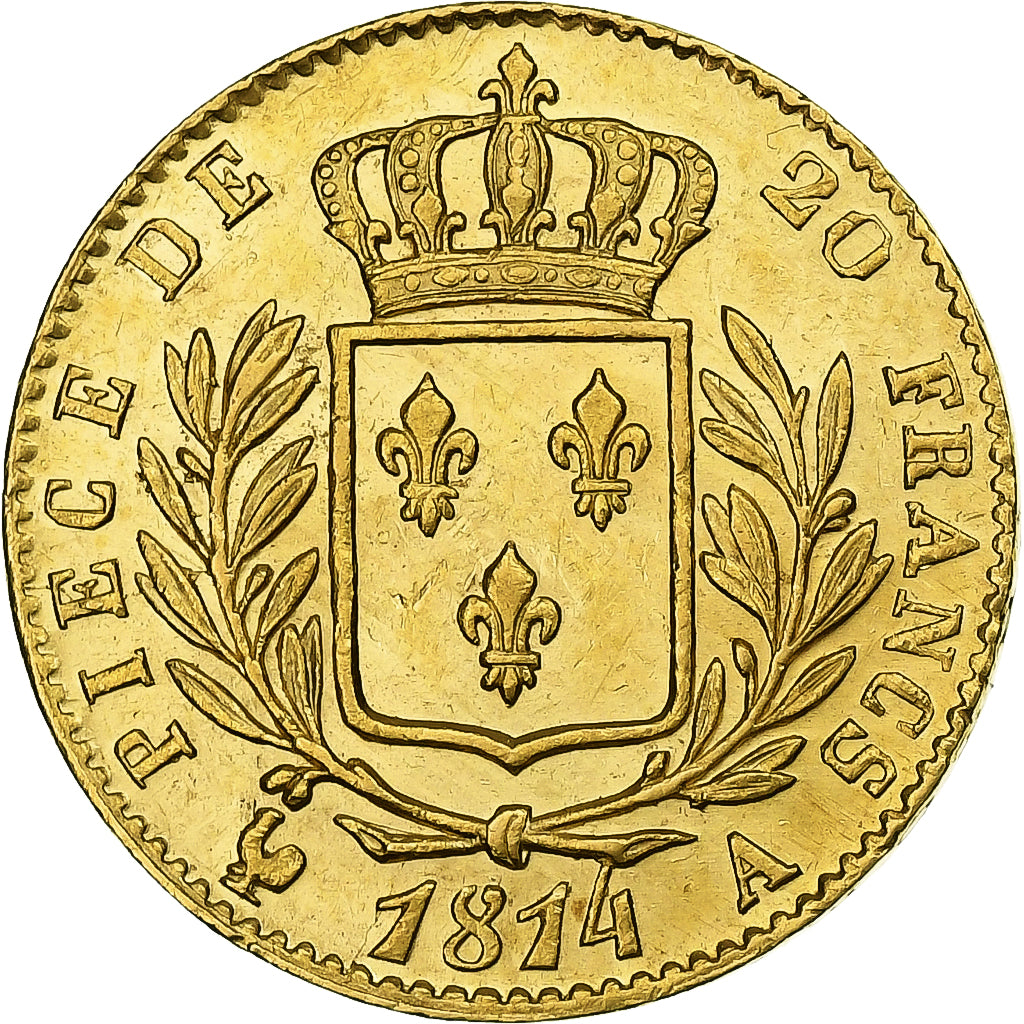 Francia, Louis XVIII, 20 Francs, Louis XVIII, 1814, Paris, Oro, SPL