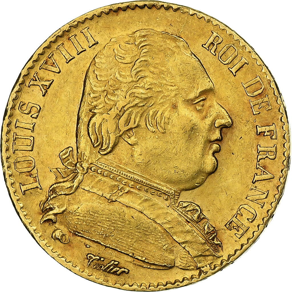 Frankrijk, Louis XVIII, 20 Francs, Louis XVIII, 1814, Paris, Goud, PR