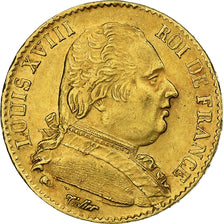 Frankrijk, Louis XVIII, 20 Francs, Louis XVIII, 1814, Paris, Goud, PR
