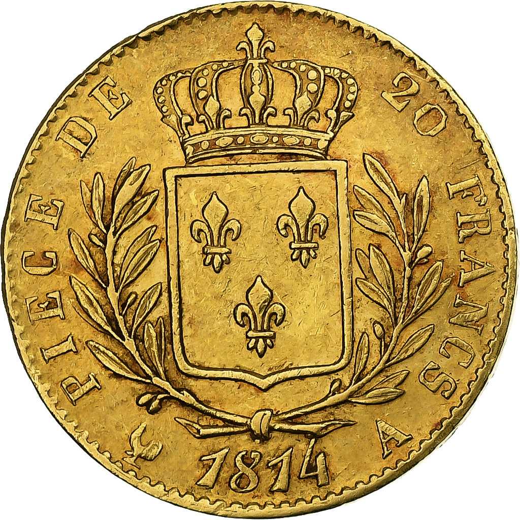 Frankrijk, Louis XVIII, 20 Francs, Louis XVIII, 1814, Paris, Goud, PR