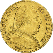Frankrijk, Louis XVIII, 20 Francs, Louis XVIII, 1815, Paris, Goud, ZF+