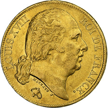France, Louis XVIII, 20 Francs, 1817, Paris, Gold, AU(50-53), Gadoury:1028