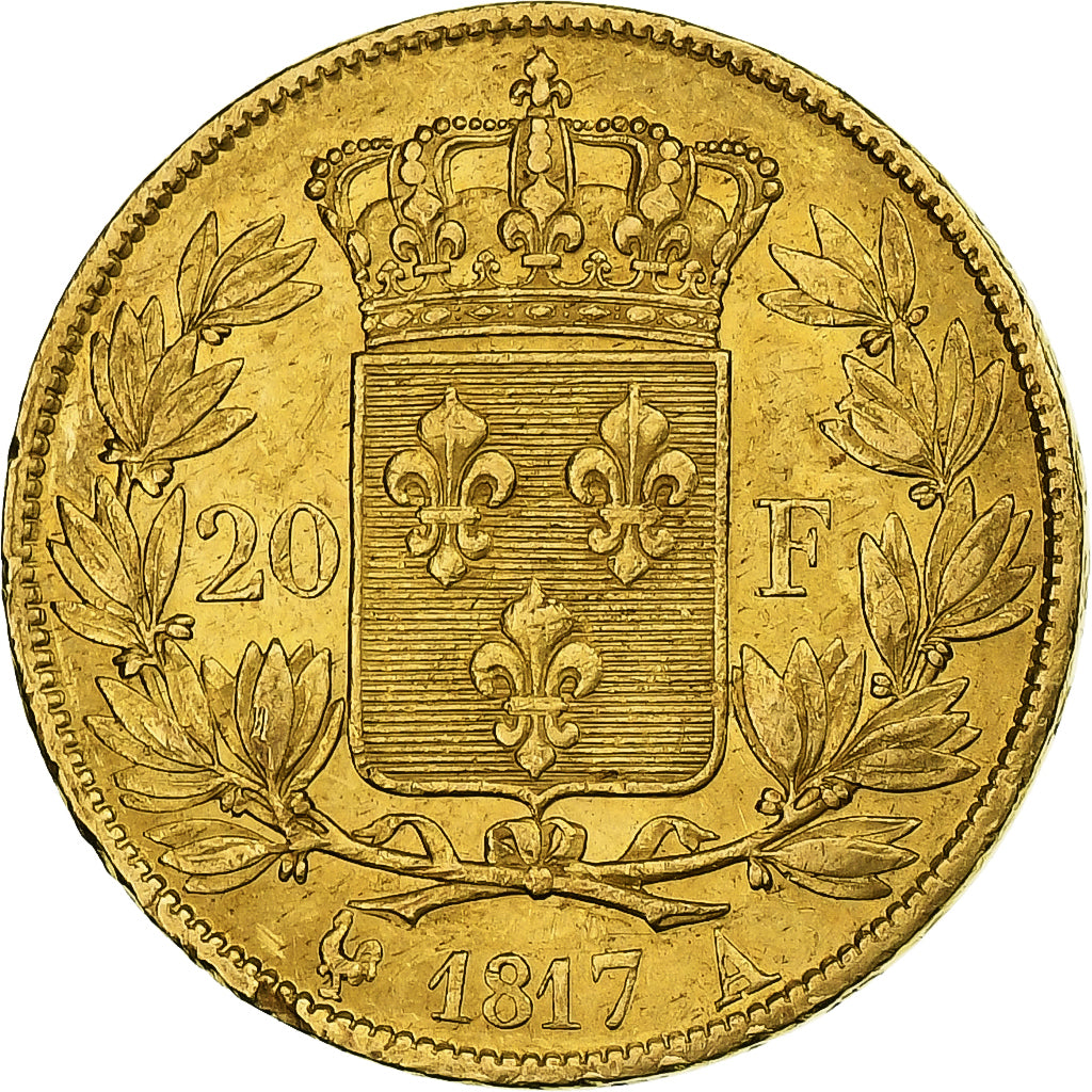 France, Louis XVIII, 20 Francs, 1817, Paris, Gold, AU(50-53), Gadoury:1028