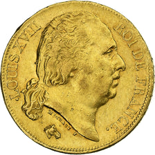 France, Louis XVIII, 20 Francs, 1817, Bayonne, Gold, AU(50-53), Le Franc:F.519