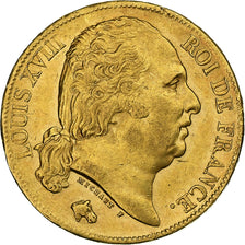 Francia, Louis XVIII, 20 Francs, 1819, Paris, Oro, SPL-, Gadoury:1028, Le