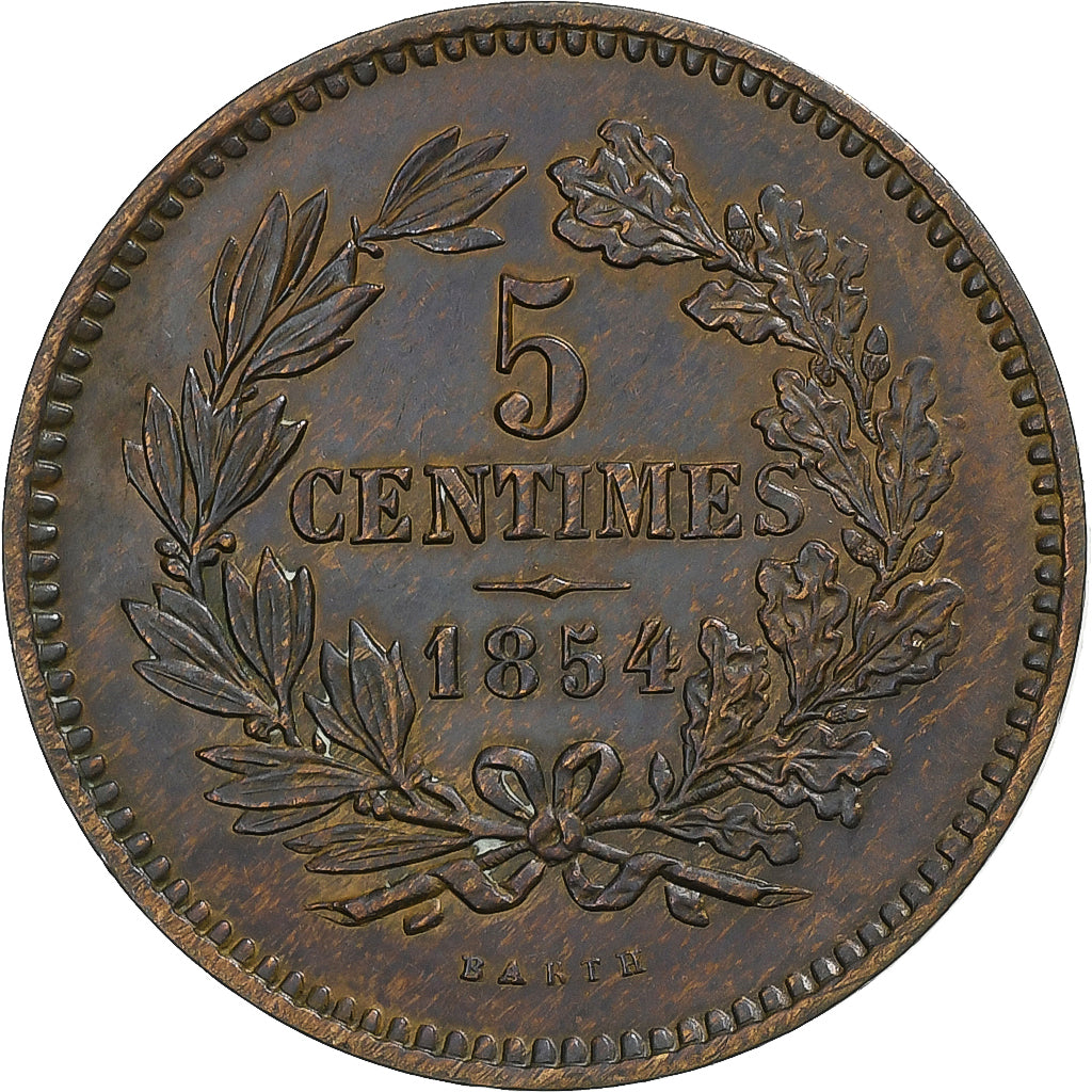 Luxemburg, William III, 5 Centimes, 1854, Utrecht, Bronze, VZ, KM:22.1