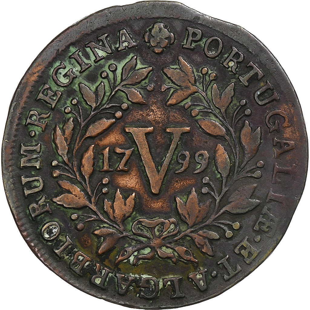 Portugal, Maria I, 5 Reis, V, 1799, Lisbon, Copper, EF(40-45), KM:305