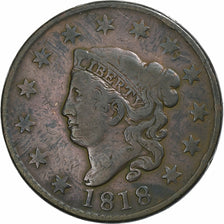 United States, 1 Cent, Coronet Head, 1818, Philadelphia, Copper, VF(30-35)