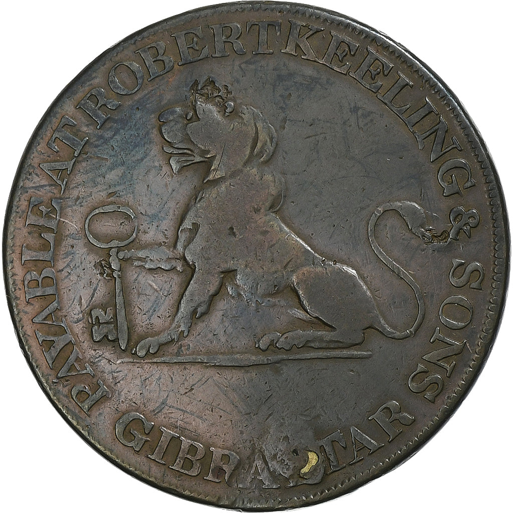 Gibraltar, 2 Quartos, 1810, Copper, VF(30-35), KM:Tn4.2