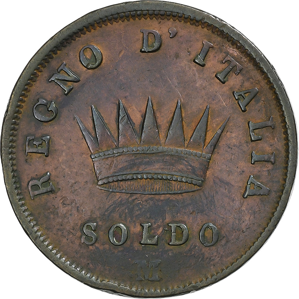 Italien Staaten, KINGDOM OF NAPOLEON, Napoleon I, Soldo, 1811, Milan, Kupfer