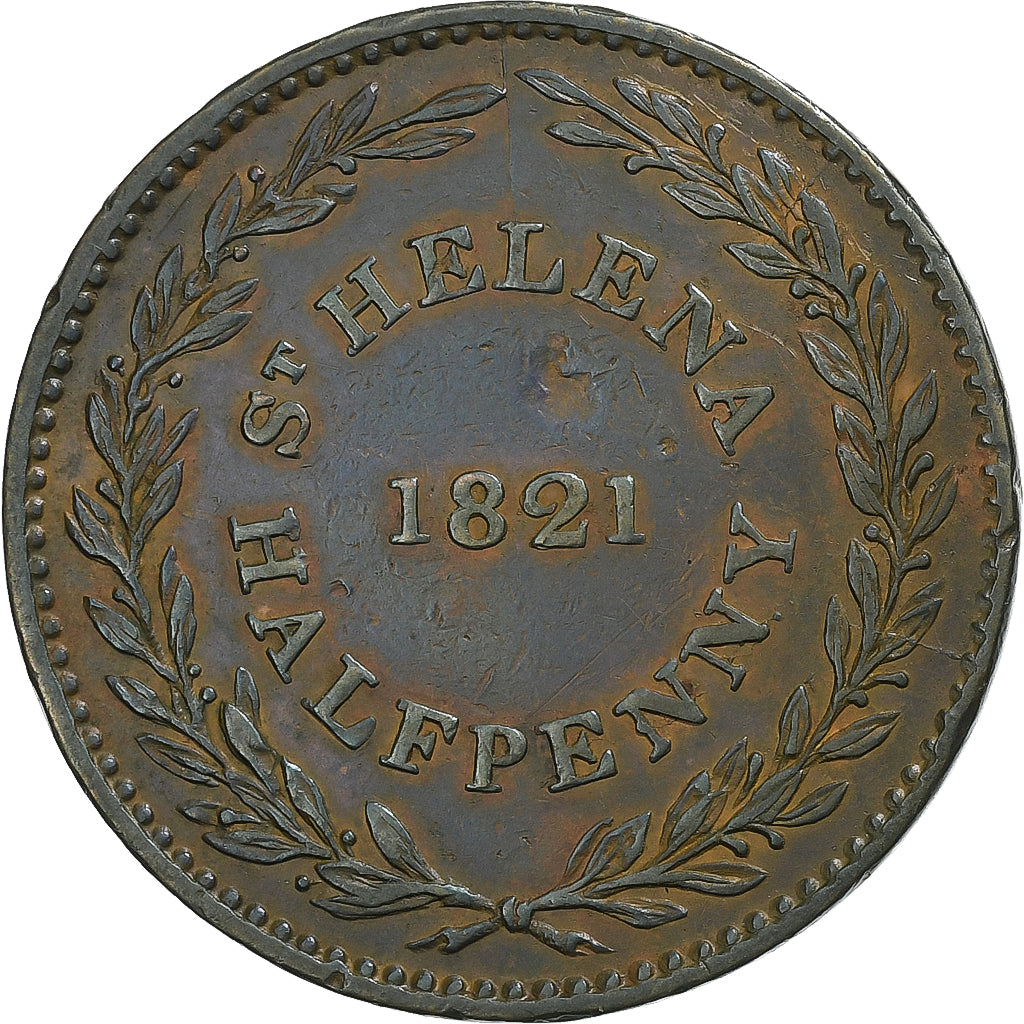 Saint Helena, 1/2 Penny, 1821, Bronze, AU(50-53), KM:4