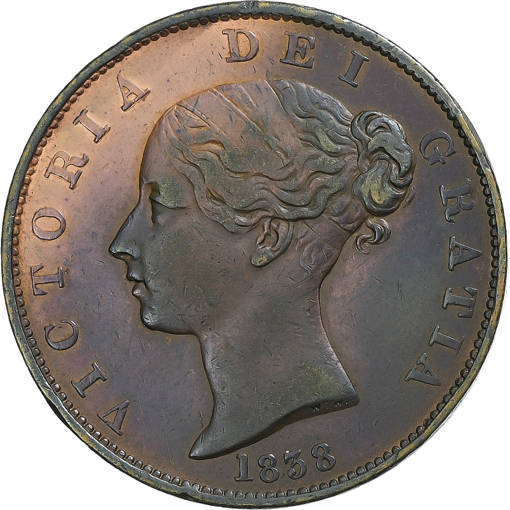 Great Britain, Victoria, 1/2 Penny, 1838, London, Copper, AU(50-53), KM:726
