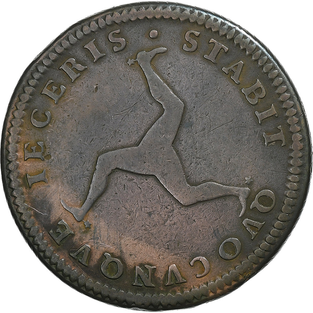 Isle of Man, Penny, 1786, Copper, VF(30-35), KM:9.1