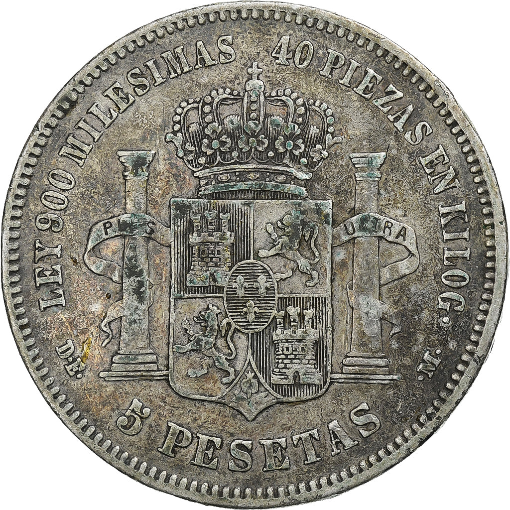 Hiszpania, Alfonso XII, 5 Pesetas, 1876, Madrid, Srebro, EF(40-45), KM:671