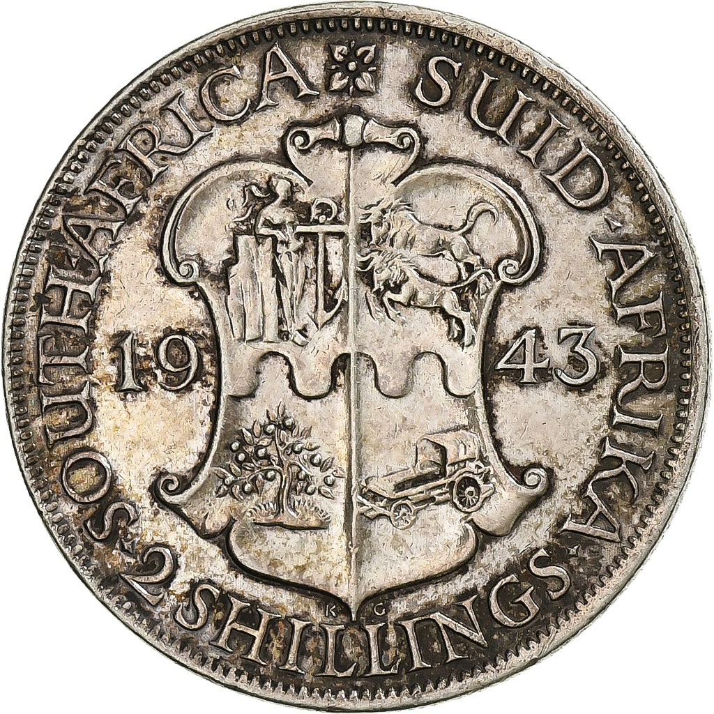 South Africa, George VI, 2 Shillings, 1943, Pretoria, Silver, EF(40-45), KM:29