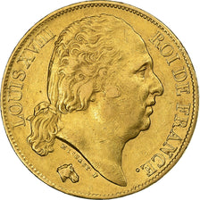 Frankreich, Louis XVIII, 20 Francs, 1824, Paris, Gold, VZ, Gadoury:1028