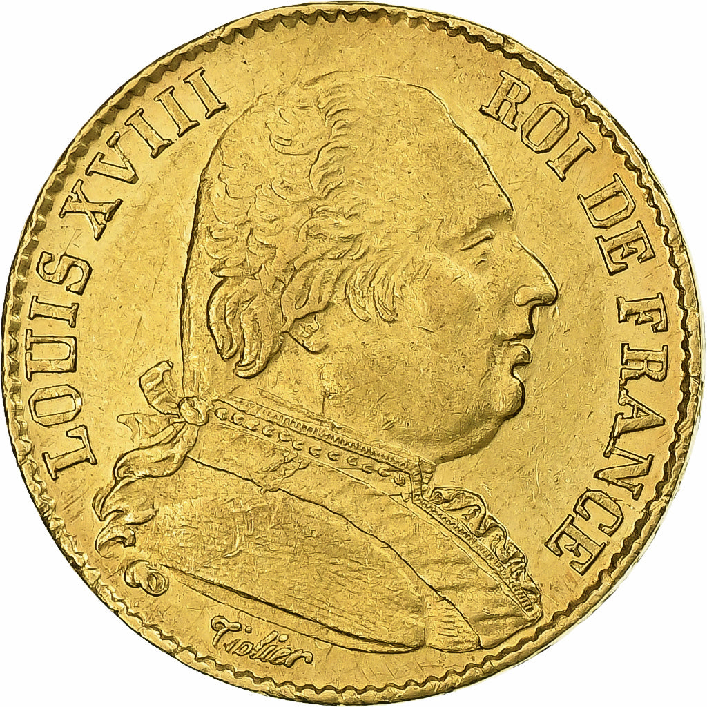Francia, Louis XVIII, 20 Francs, 1814, Paris, Oro, SPL-, Gadoury:1026