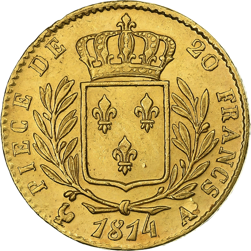 Francia, Louis XVIII, 20 Francs, 1814, Paris, Oro, SPL-, Gadoury:1026