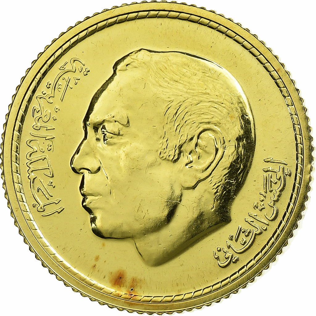 Morocco, al-Hassan II, 250 Dirhams, 1975/AH1395, Gold, MS(65-70), KM:66