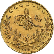 Turchia, Muhammad V, 25 Kurush, 1910, Qustantiniyah, Oro, SPL, KM:752