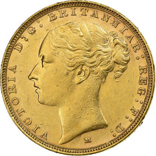 Australia, Victoria, Sovereign, 1887, Melbourne, Gold, MS(60-62), KM:7