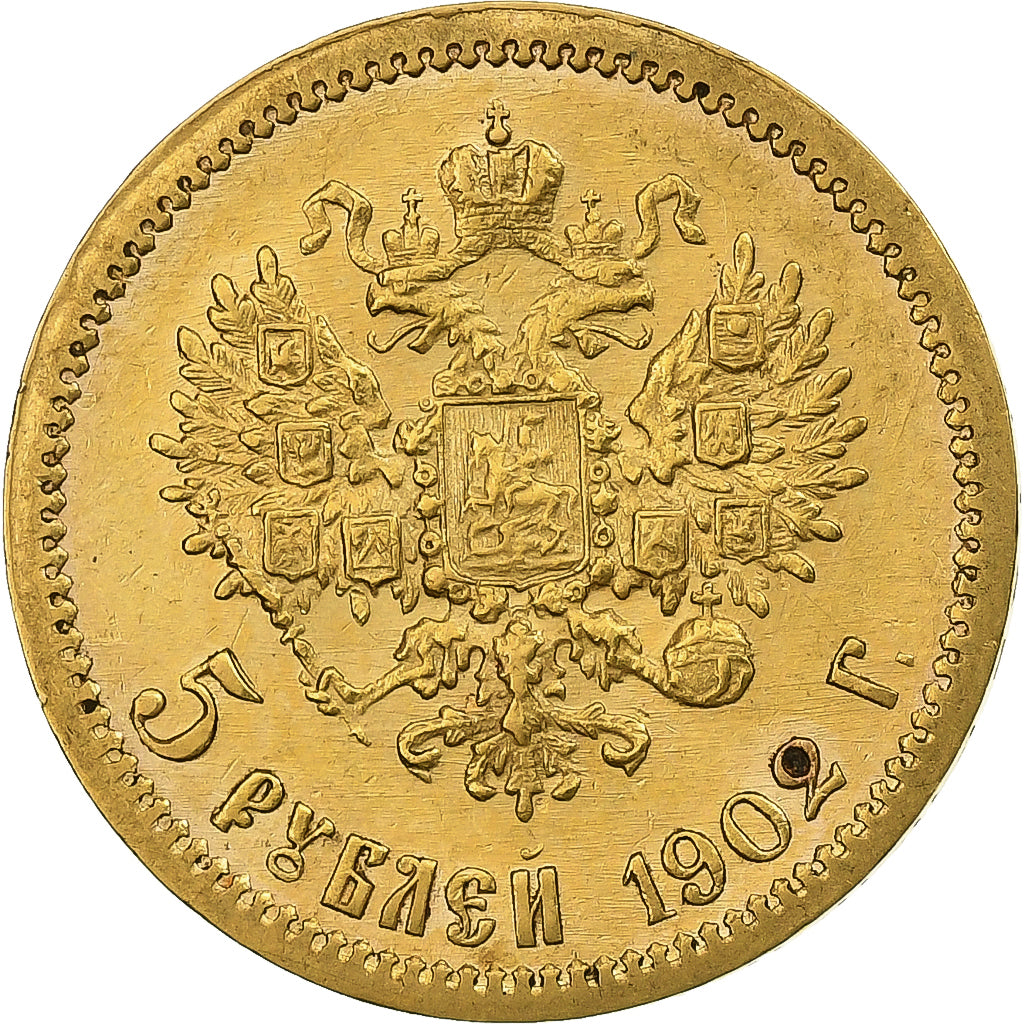 Russie, Nicholas II, 5 Roubles, 1902, St. Petersburg, Or, SPL, KM:62