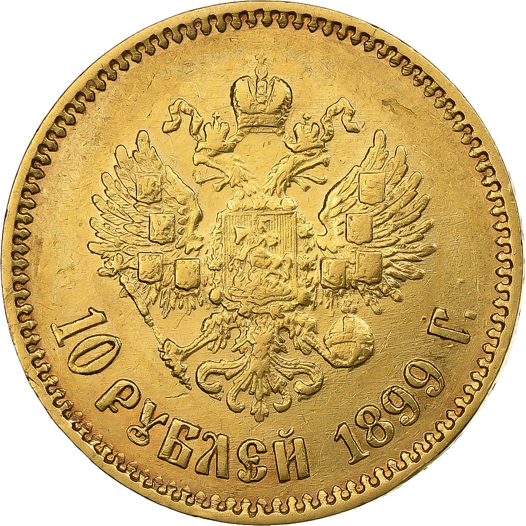 Russie, Nicholas II, 10 Roubles, 1899, St. Petersburg, Or, TTB+, KM:64
