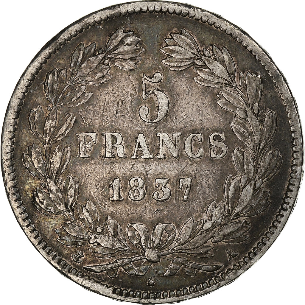 Frankrijk, 5 Francs, Louis-Philippe, 1837, Paris, Zilver, ZF, Le Franc:F.324