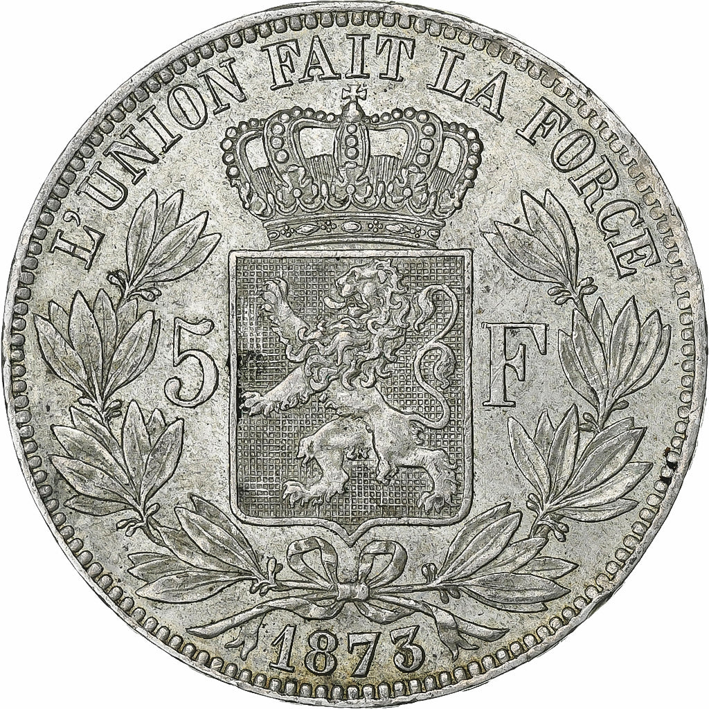Belgium, Leopold II, 5 Francs, 5 Frank, 1873, Silver, AU(55-58), KM:24