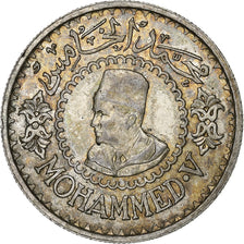 Morocco, Mohammed V, 500 Francs, 1956, Paris, Silver, AU(55-58), KM:54