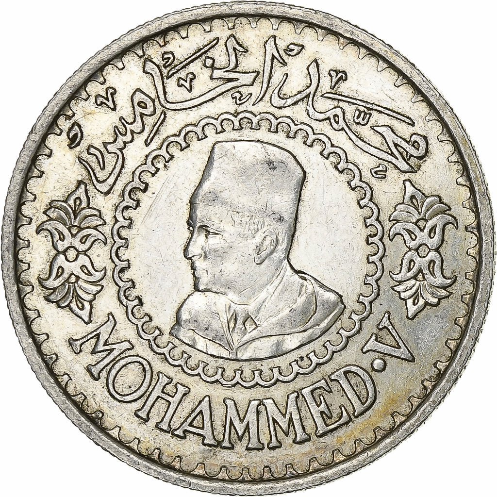 Morocco, Mohammed V, 500 Francs, 1956, Paris, Silver, AU(55-58), KM:54
