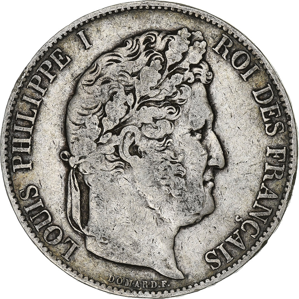 France, 5 Francs, Louis-Philippe, 1844, Bordeaux, Silver, VF(20-25)