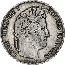 France, 5 Francs, Louis-Philippe, 1844, Bordeaux, Silver, VF(20-25)