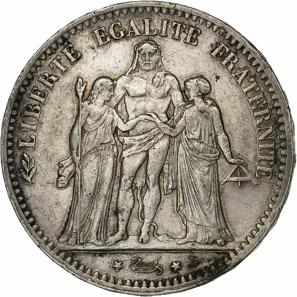 Frankrijk, 5 Francs, Hercule, 1876, Bordeaux, Zilver, ZF+, Gadoury:745a, Le