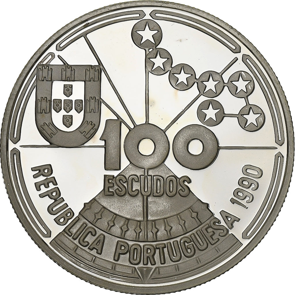 Portugal, 100 Escudos, 1990, Lisbonne, Argent, SPL+, KM:649a
