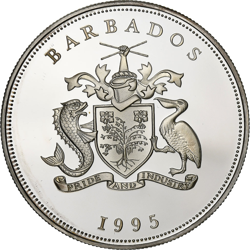 Barbados, 5 Dollars, 1995, Silver, MS(65-70), KM:63