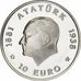 Turkey, 2500000 Lira, 1998, Istanbul, Proof, Silver, MS(65-70), KM:1084