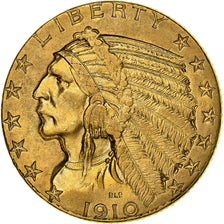 United States, $5, Half Eagle, Indian Head, 1910, Philadelphia, Gold, AU(50-53)