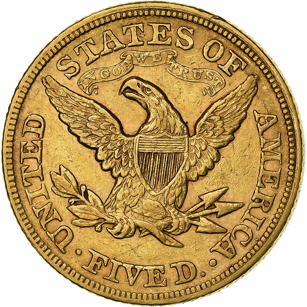 Vereinigte Staaten, $5, Half Eagle, Coronet Head, 1880, Philadelphia, Gold, VZ