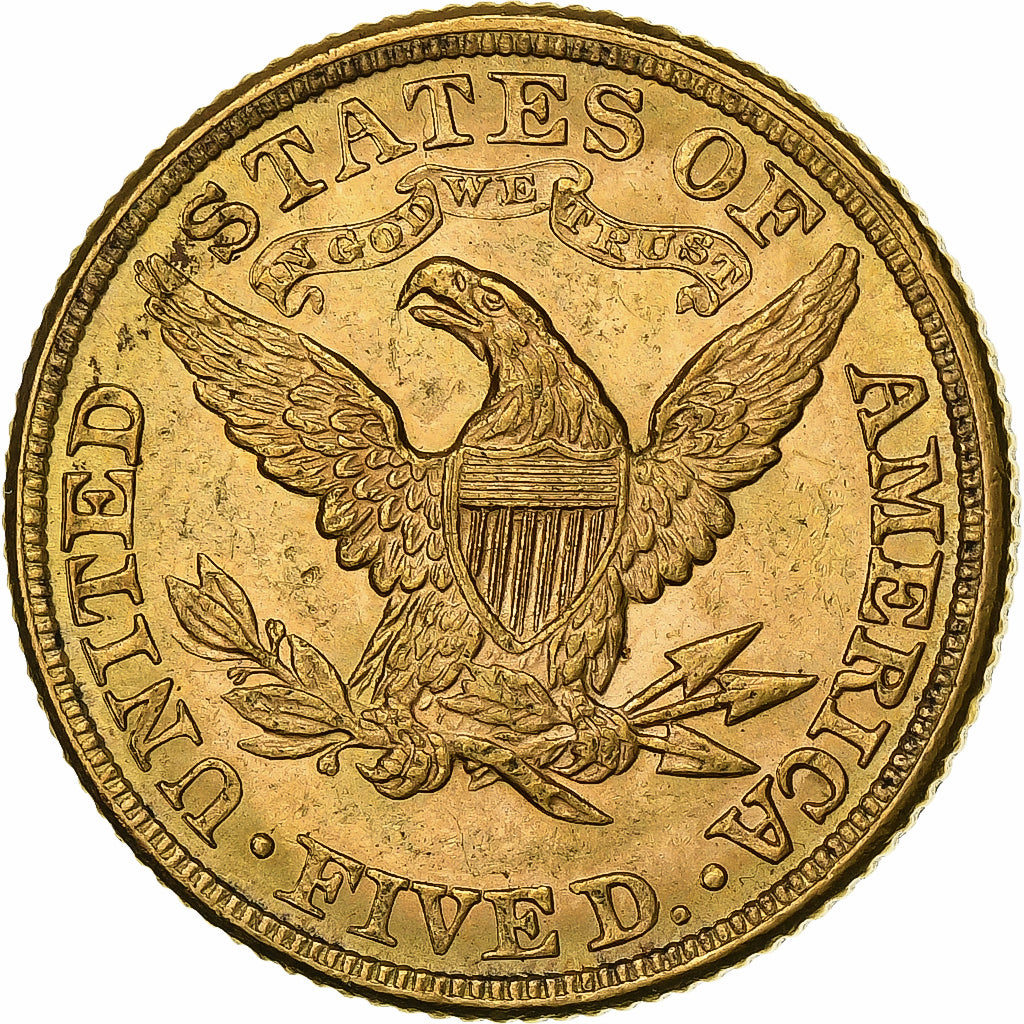 United States, $5, Half Eagle, Coronet Head, 1881, Philadelphia, Gold, MS(63)