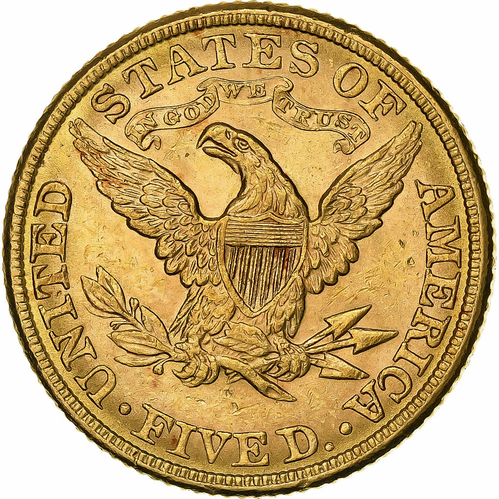 United States, $5, Half Eagle, Coronet Head, 1882, Philadelphia, Gold, MS(63)
