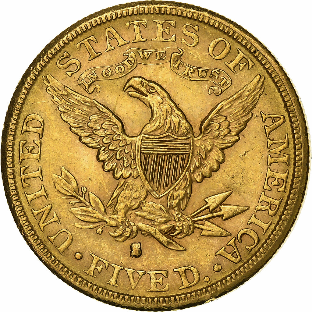 USA, $5, Half Eagle, Coronet Head, 1886, San Francisco, Złoto, AU(55-58)