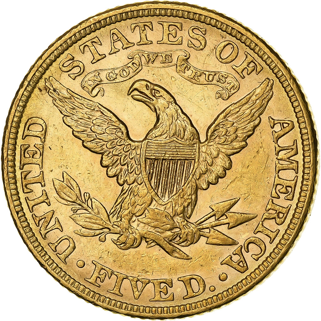 Estados Unidos, $5, Half Eagle, Coronet Head, 1886, Philadelphia, Oro, EBC+