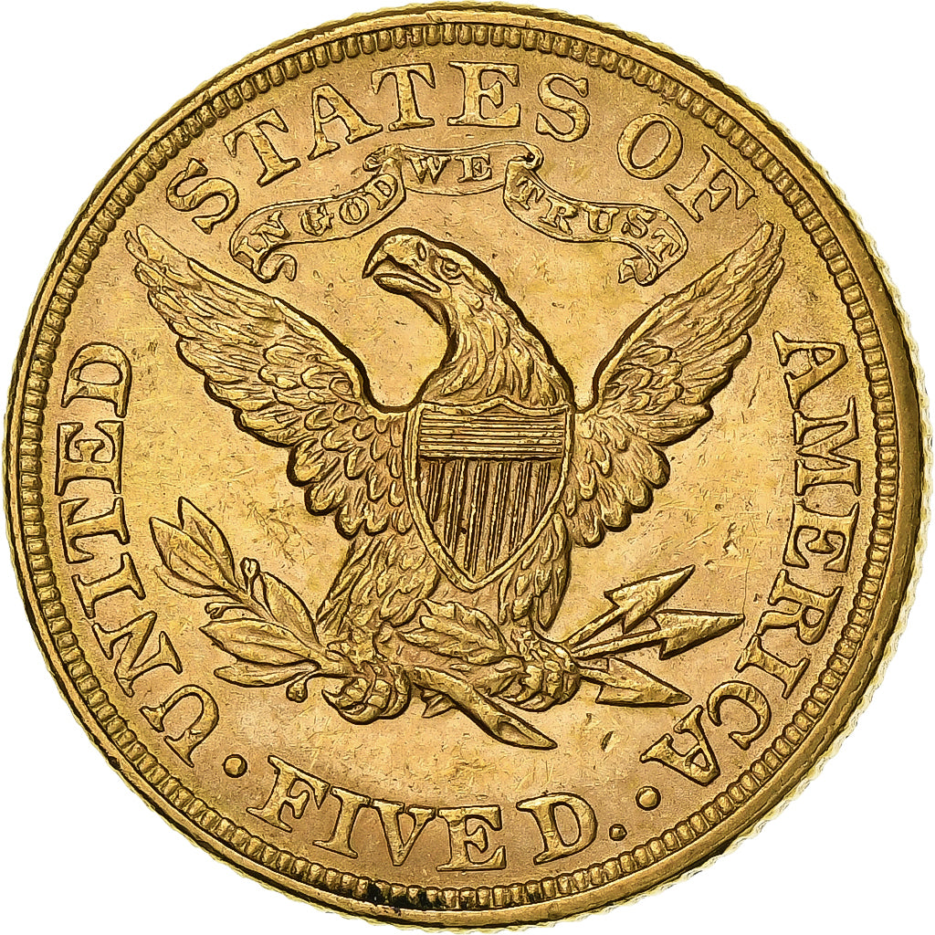 United States, $5, Half Eagle, Coronet Head, 1893, Philadelphia, Gold, MS(63)