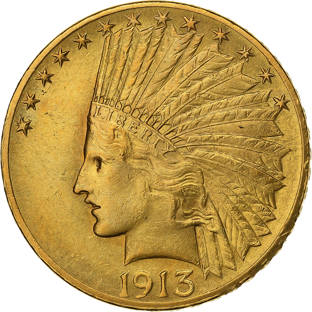United States, $10, Eagle, Indian Head, 1913, Philadelphia, Gold, AU(55-58)
