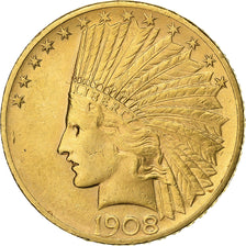 États-Unis, 10 Dollars, Indian Head, 1908, Philadelphie, Or, SUP, KM:130