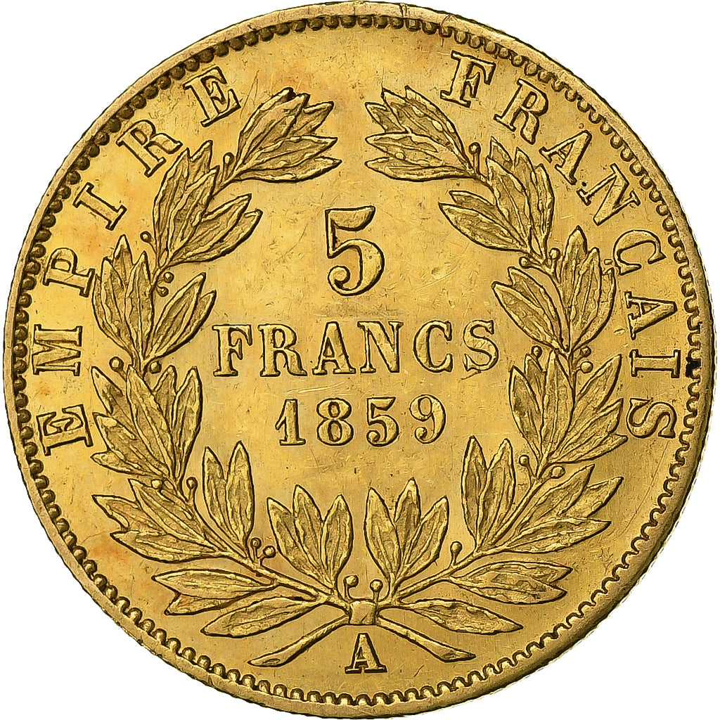 France, Napoléon III, 5 Francs or, 1859, Paris, Or, SUP, Gadoury:1001